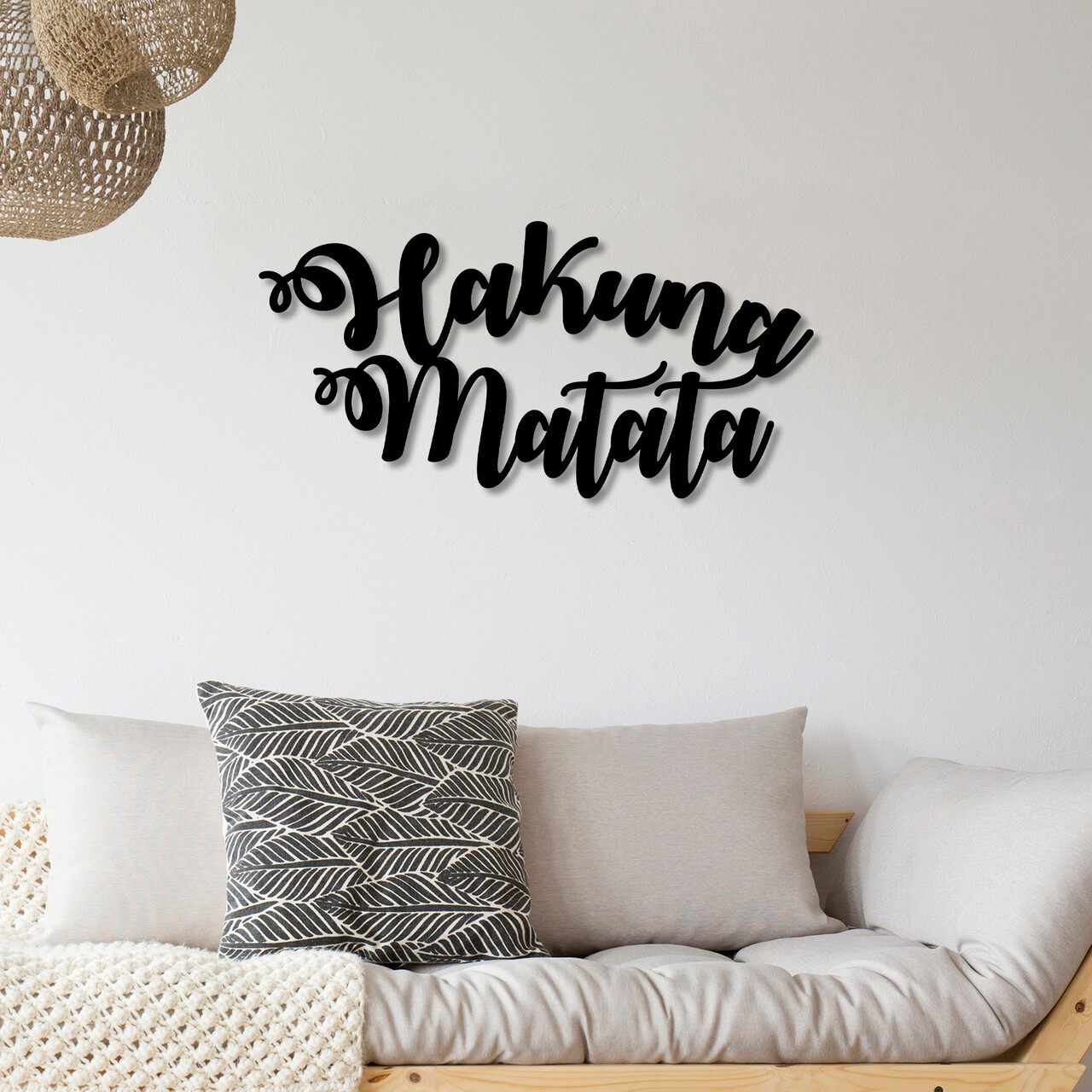 Decoratiune de perete, Hakuna Matata, 70 x 35 cm, Negru - imagine 4
